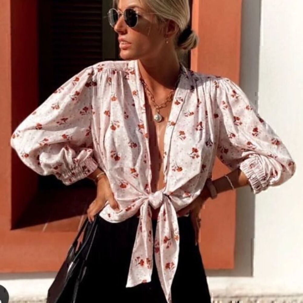ZARA cropped print blouse 8193/045